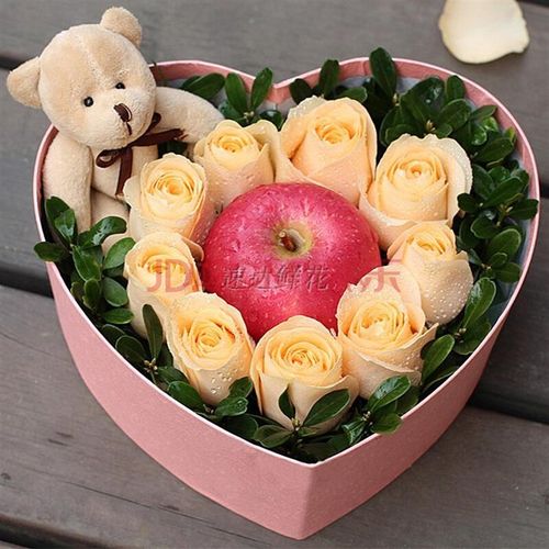 礼品 鲜花绿植 冬珊(dongshan) 玫瑰平安果礼盒圣诞平安夜礼物苹果